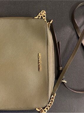 Michael Kors Olive Crossbody with Gold Chain Accents